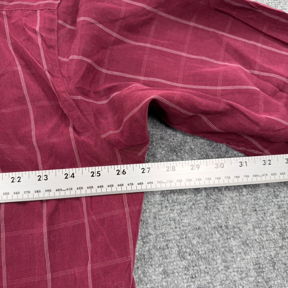 George Button Up Shirt‎ 2XL Merlot Sueded Grid Print FLAW Mens - Picture 5 of 9